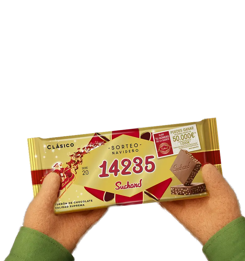 Manos sosteniendo tableta Suchard