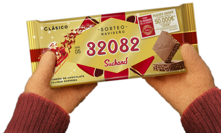 Mano sosteniendo tableta Suchard