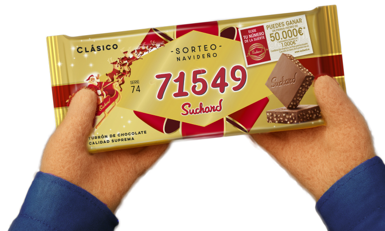 Mano mostrando tableta Suchard